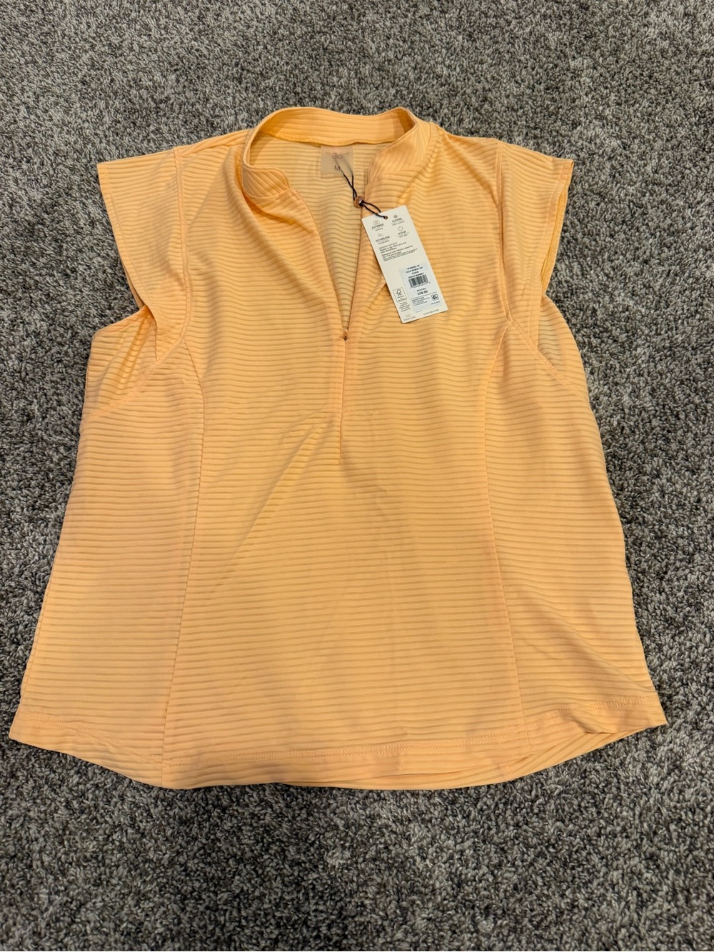 CALIA Renew Cap Sleeve Top Womens M Peach Sherbet UPF 30+ Athletic NWT $58